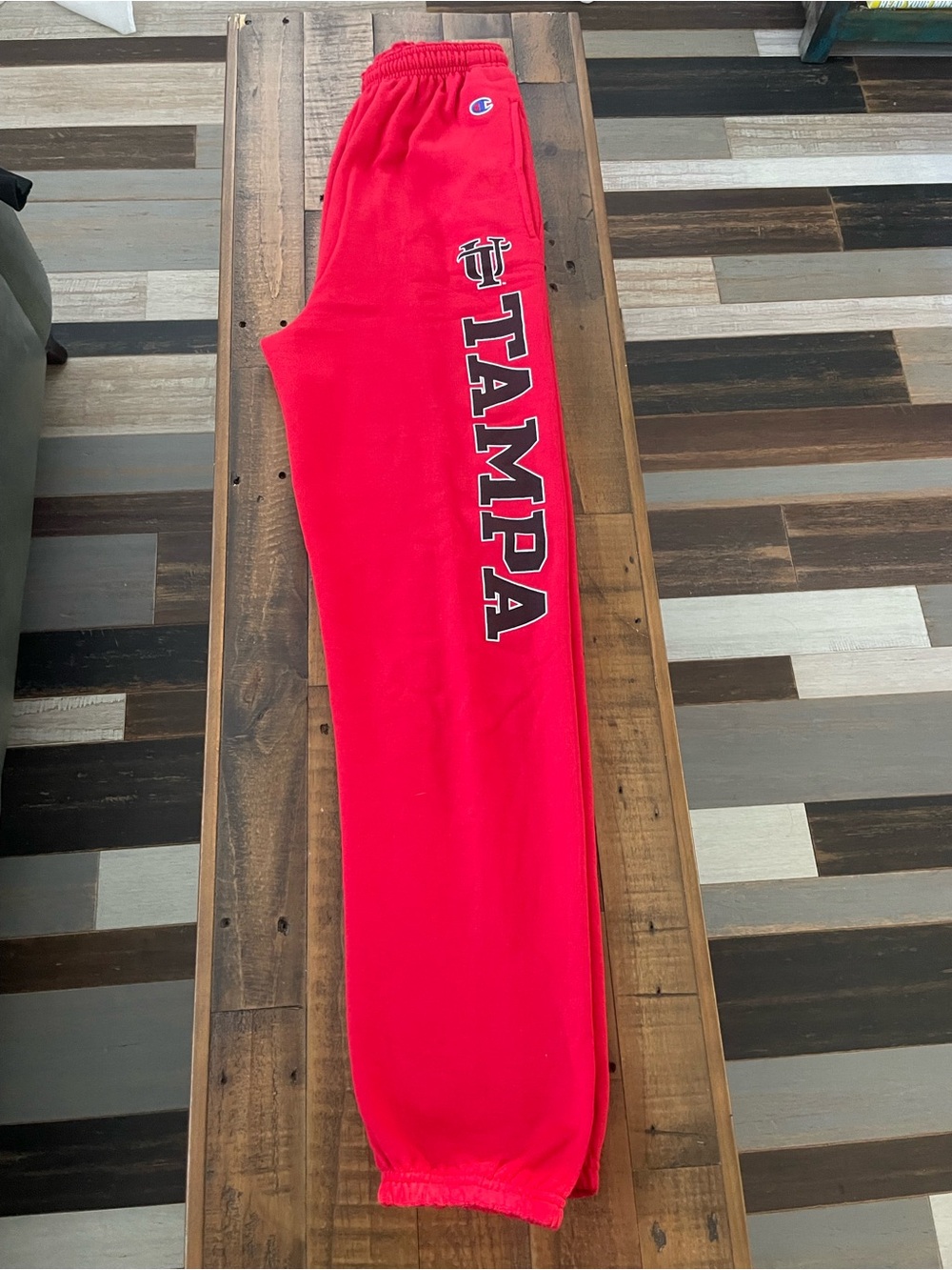 Champion Red University of Tampa Graphic Sweatpants with Black/White Lettering